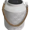 FOR LIVING CANVAS Solar Ceramic Lantern, 6.7-in, White