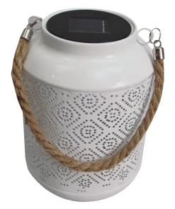 FOR LIVING CANVAS Solar Ceramic Lantern, 6.7-in, White