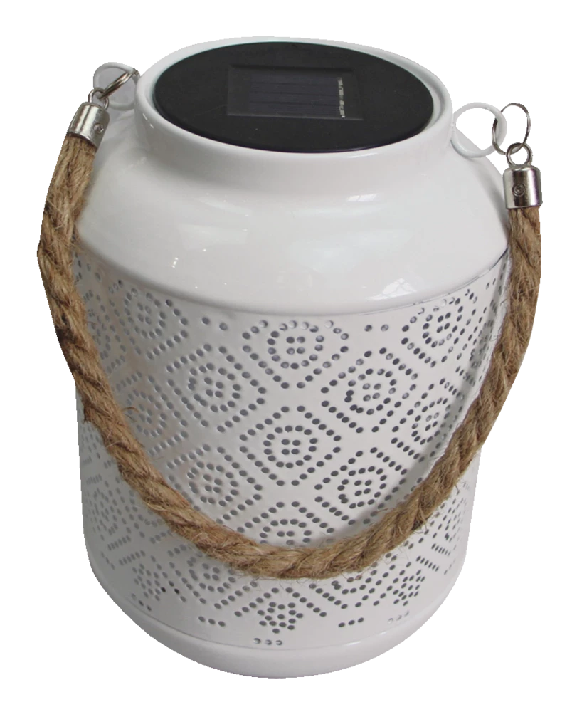 FOR LIVING CANVAS Solar Ceramic Lantern, 6.7-in, White