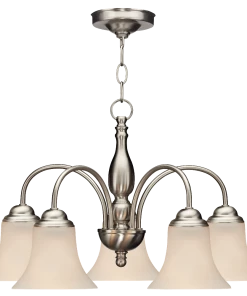 For Living Rosanna 5-Light Frosted Glass Shades Chandelier, Brushed Nickel