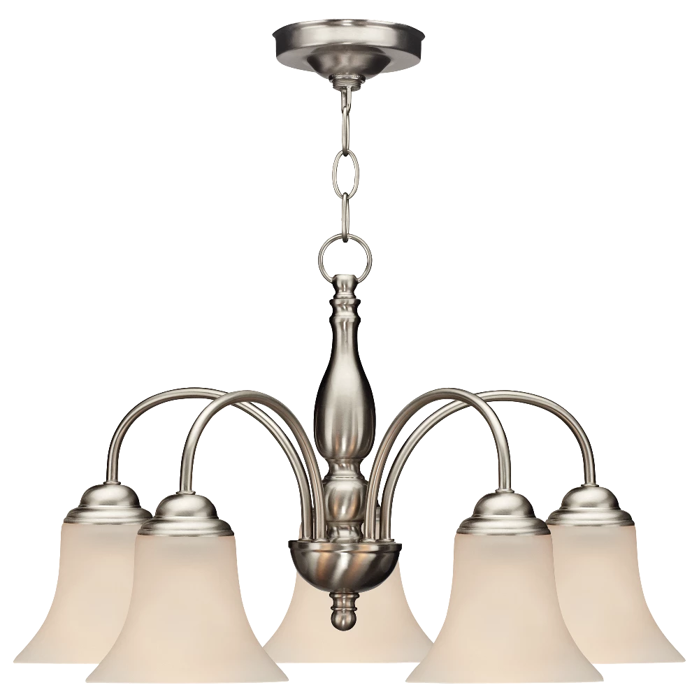 For Living Rosanna 5-Light Frosted Glass Shades Chandelier, Brushed Nickel