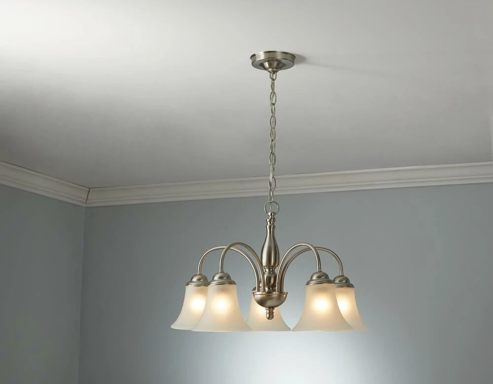 For Living Rosanna 5-Light Frosted Glass Shades Chandelier, Brushed Nickel - Image 2