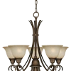 For Living Vienna 5-Light Grey Down Glass Shades Chandelier, Antique Copper Gold