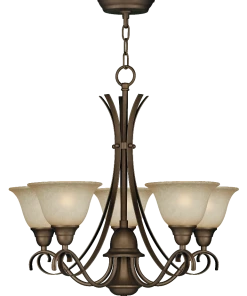 For Living Vienna 5-Light Grey Down Glass Shades Chandelier, Antique Copper Gold
