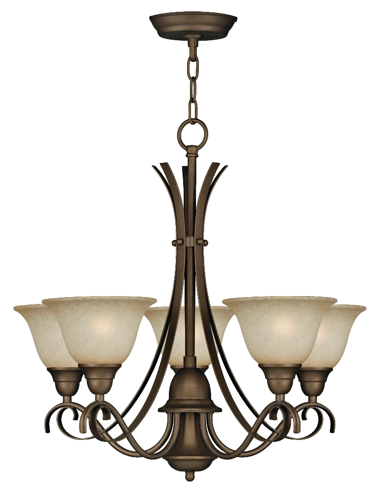 For Living Vienna 5-Light Grey Down Glass Shades Chandelier, Antique Copper Gold