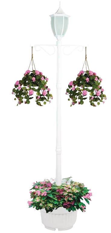 For Living Cresmont Outdoor Solar Lamp & Planter, White - Image 5