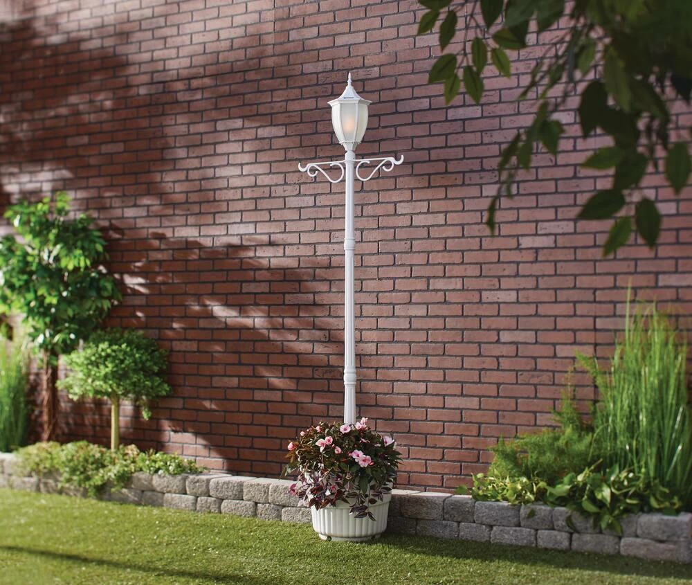 For Living Cresmont Outdoor Solar Lamp & Planter, White - Image 9
