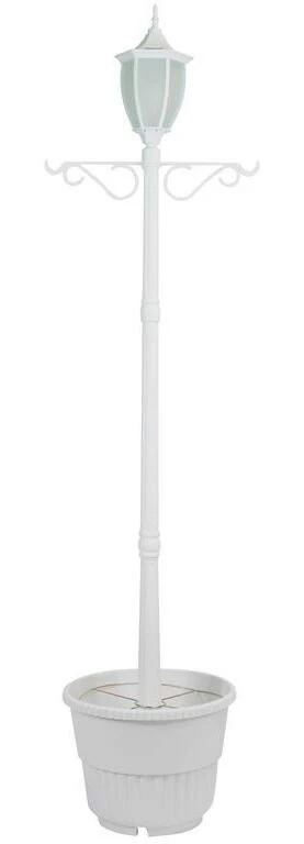 For Living Cresmont Outdoor Solar Lamp & Planter, White - Image 2