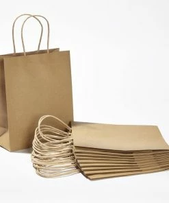 For Living Kraft Paper Decoration Carry Gift Bags, 8 1/4 X 9 3/4 X 4-in, 10-pk