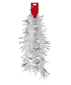 For Living Christmas Decoration Feather Tinsel, White/Silver, 12-ft