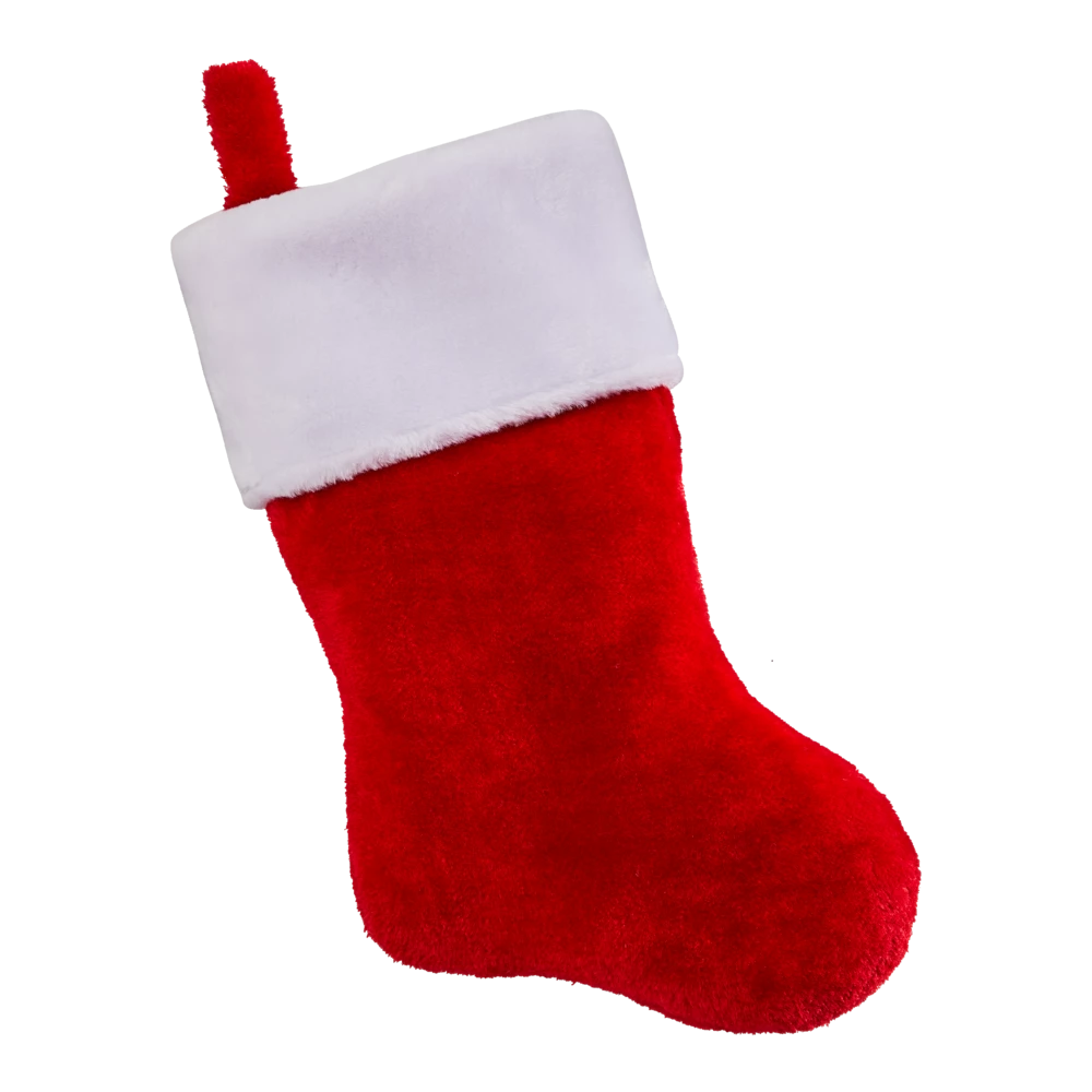For Living Deluxe Christmas Decoration Plush Stocking, Red, 18-in