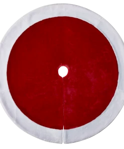 For Living Deluxe Christmas Decoration Plush Tree Skirt, Red, 48-in