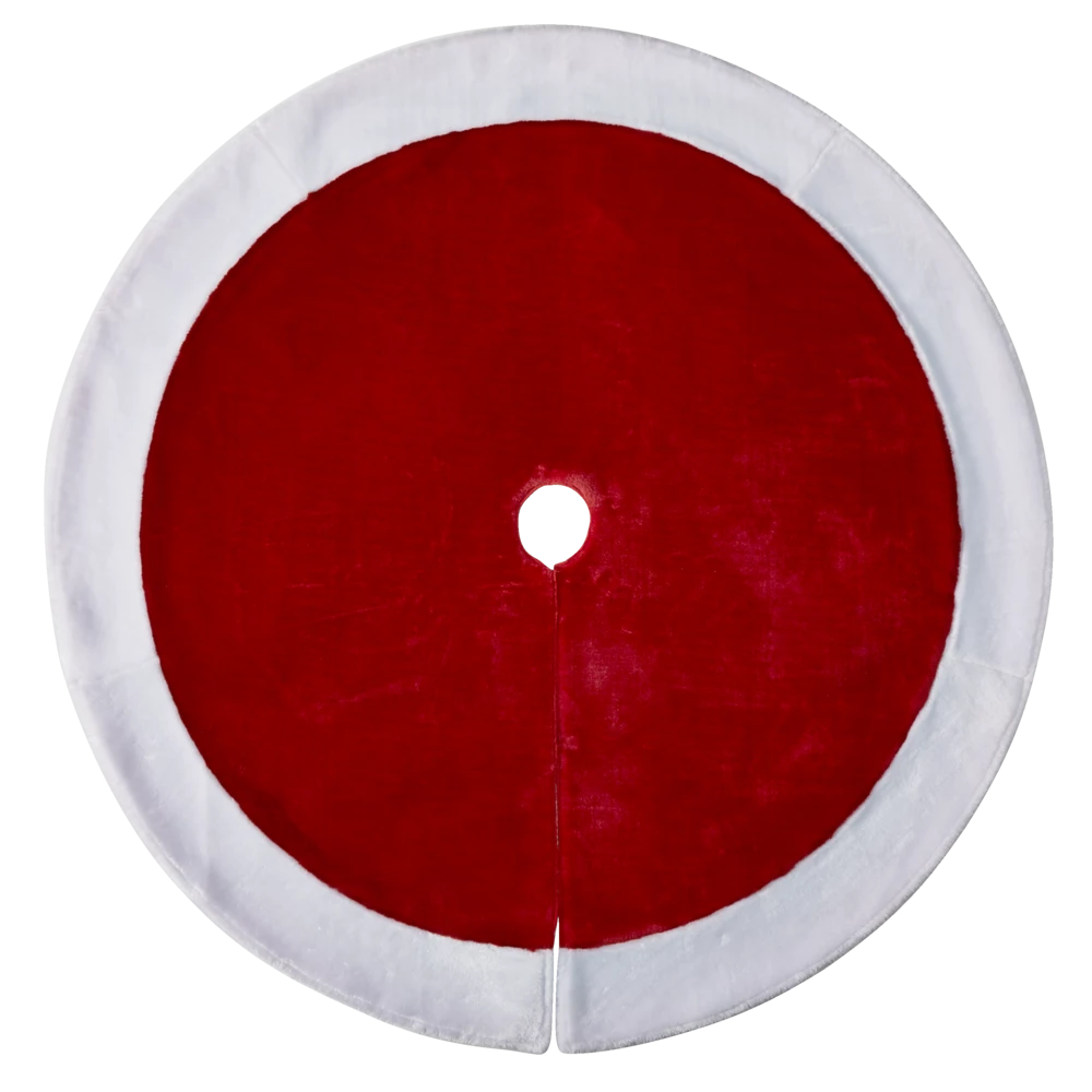 For Living Deluxe Christmas Decoration Plush Tree Skirt, Red, 48-in