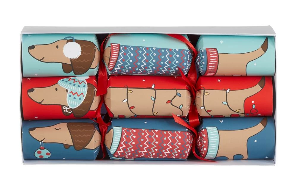For Living Festive Decoration Sausage Dog Crackers, 6-pk