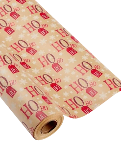 For Living Heavyweight Kraft Christmas Wrapping Paper Roll, Ho Ho Ho, 200-sq.ft.