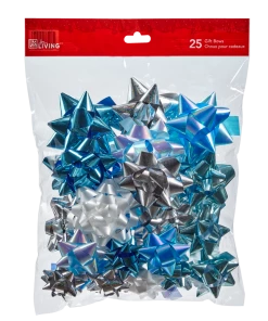 For Living Christmas Decoration Gift Bows, Blue, 25-pc