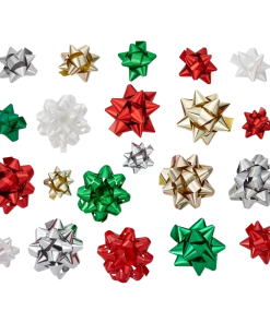 For Living Christmas Decoration Gift Bows, Traditional Colours, 25-pc