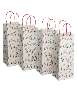 For Living Kraft Christmas Decoration Bottle Bags, 4-pk