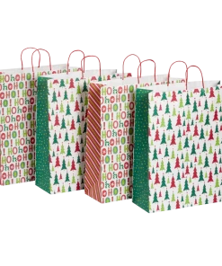 For Living Kraft Christmas Decoration Gift Bags, Jumbo, 4-pk