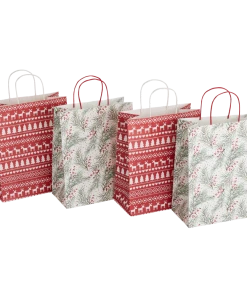 For Living Kraft Christmas Decoration Gift Bags, Large, 4-pk