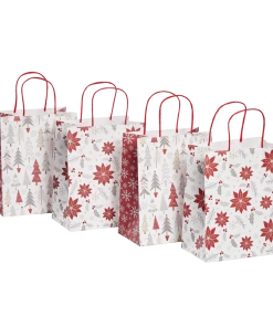 For Living Kraft Christmas Decoration Gift Bags, Medium, 4-pk