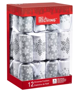 For Living Christmas Crackers, With Gifts, White, 12-pk