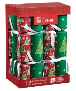 For Living Christmas Crackers, With Gifts, Red, 12-pk