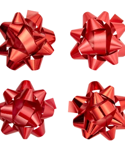 For Living Christmas Decoration Gift Bows, Red Metallic, 15-pc