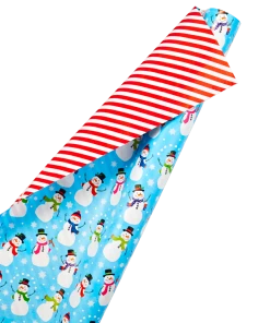 For Living Christmas Decoration Reversible Snowman Mega Roll Gift Wrap, 300-sq.ft.