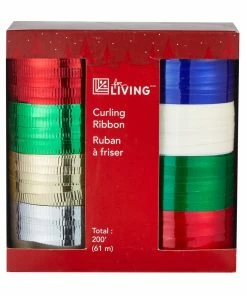For Living Christmas Decoration Ribbons, Classic Colours, 200-ft