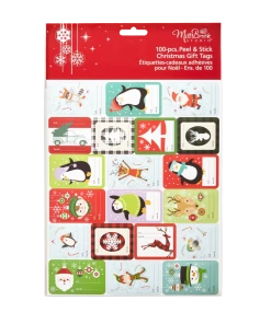 For Living Peel & Stick Christmas Decoration Holiday Gift Tags, Assorted, 100-pc