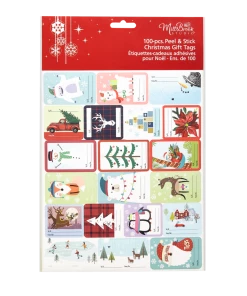 For Living Peel & Stick Christmas Decoration Holiday Gift Tags, 100-pc