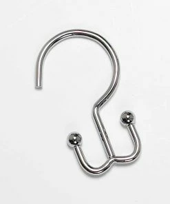 For Living Shower Curtain Double Hook, Chrome, 12-pk