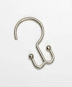 For Living Shower Curtain Double Hook, Nickel, 12-pk