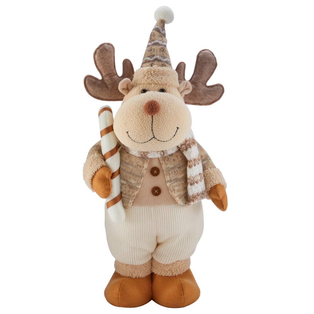For Living Fabric Christmas Moose With Sweater Décor, 18-in