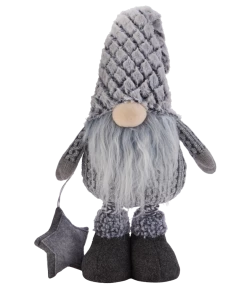 For Living Fabric Christmas Decoration Boy Gnome, Grey, 27-in