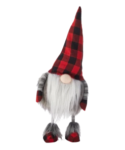 For Living Fabric Christmas Decoration Gnome, Buffalo Check, 8 33/50-in