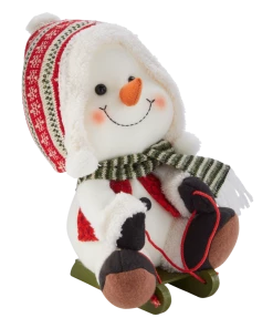 For Living Fabric Christmas Sport Toboggan Snowman Décor, 5-in