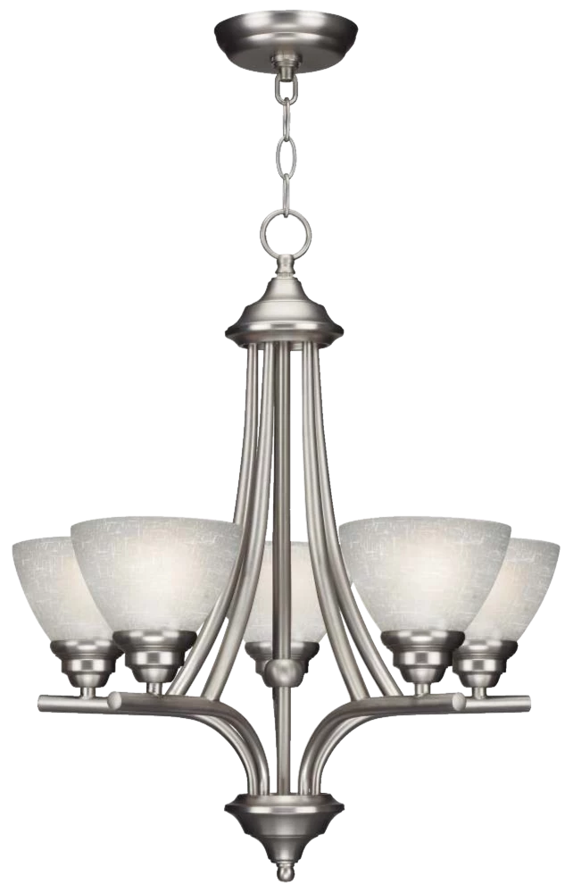For Living Athena 5-Light Etched Linen Glass Shades Chandelier, Pewter