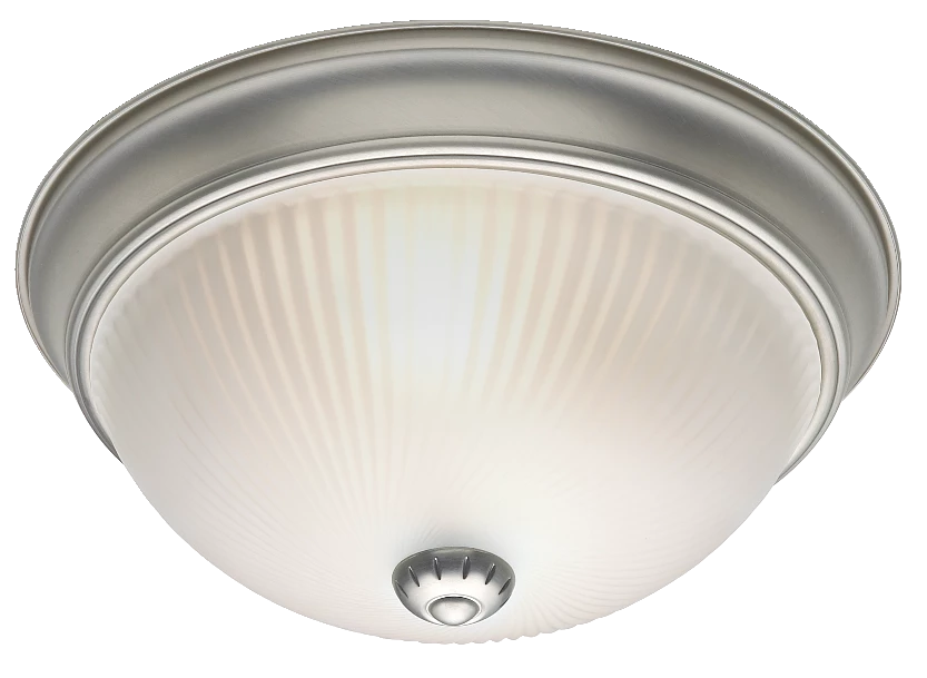 For Living 2-Light Frosted Swirl Glass Shade Flush Mount Ceiling Light Fixture, Brushed Pewter, 10-in