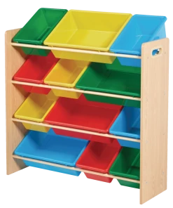 For Living Kids 12-Bin Bedroom/Playroom Toy Storage Organizer, Yellow