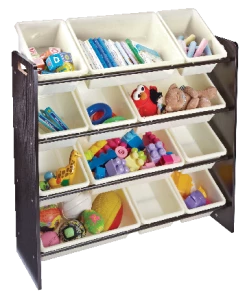For Living 12-Bin Toy & Storage Organizer For Bedroom/Playroom/Mudroom, Espresso