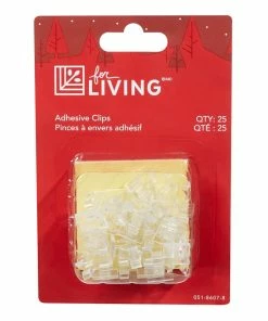 For Living Indoor Mini Adhesive Christmas Lights Clips, 25-pk