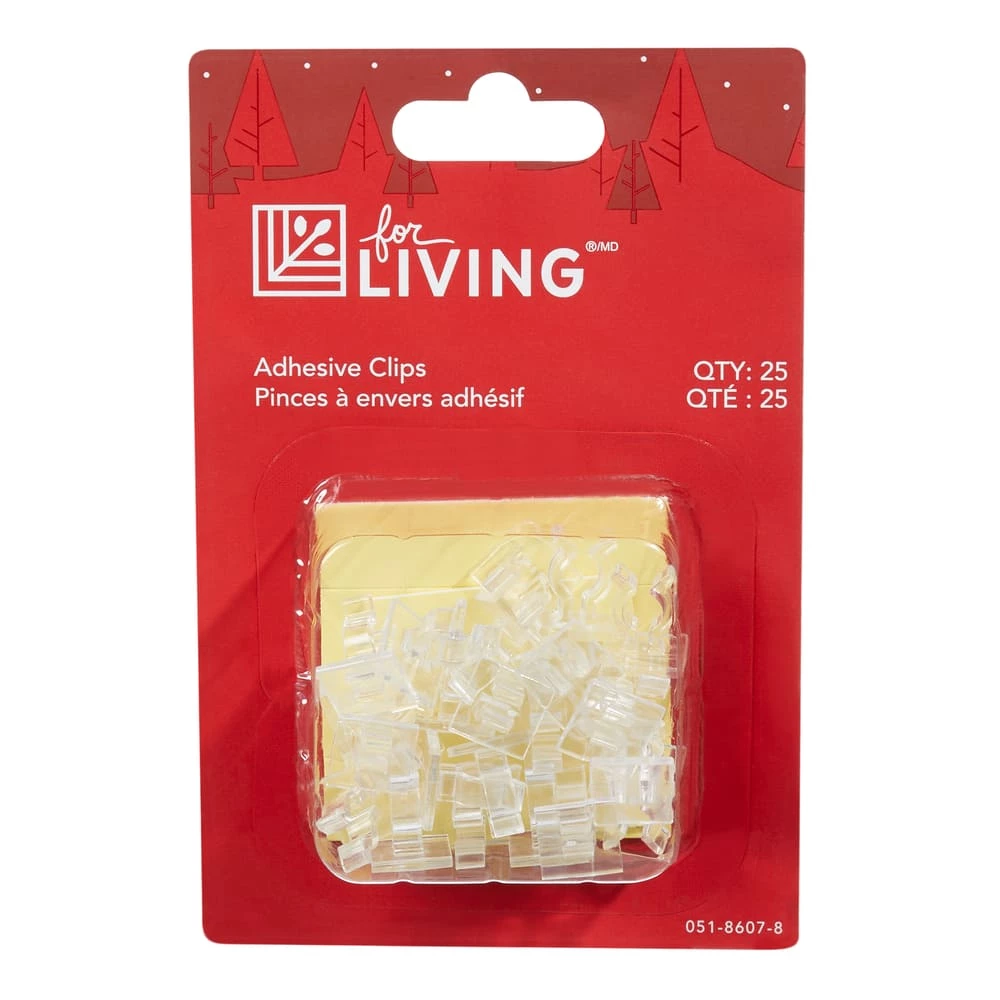 For Living Indoor Mini Adhesive Christmas Lights Clips, 25-pk