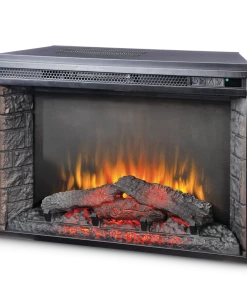 For Living Electric Fireplace Insert, 28-in, 1400W, 5-level LED Flame Settings, Includes Remote Control, Black