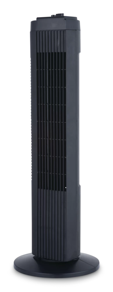 For Living Compact Oscillating Tower Fan, 3-Speed, Black, 28-in