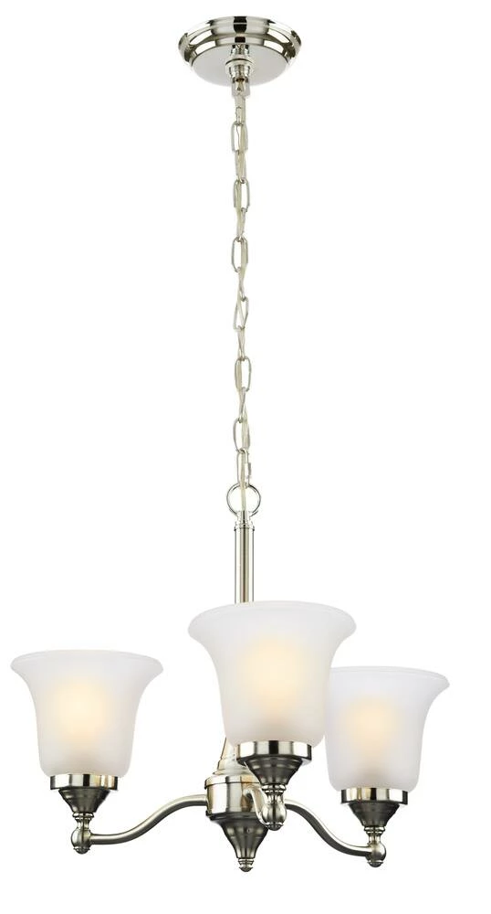 For Living 3-Light Frosted Glass Shade Ceiling Chandelier Light Fixture, Brushed Nickel - Image 4