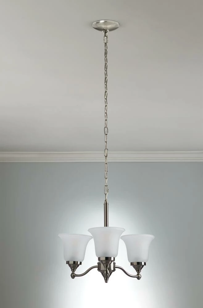 For Living 3-Light Frosted Glass Shade Ceiling Chandelier Light Fixture, Brushed Nickel - Image 6