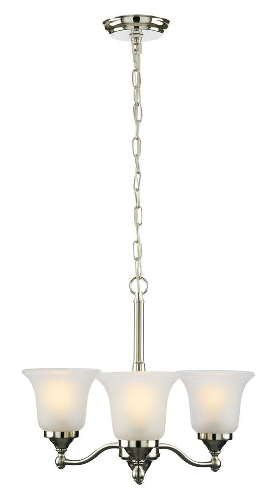 For Living 3-Light Frosted Glass Shade Ceiling Chandelier Light Fixture, Brushed Nickel - Image 2