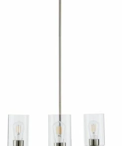 For Living 3-Light Clear Glass Shade Chandelier, Brushed Nickel